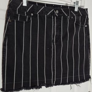 Tinsel Black and White Mini Skirt with Frayed Hem